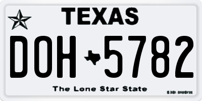 TX license plate DOH5782