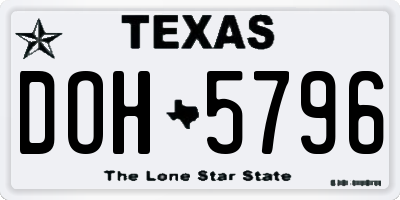 TX license plate DOH5796