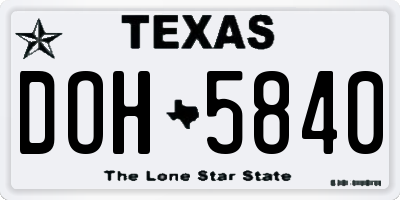 TX license plate DOH5840