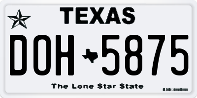 TX license plate DOH5875