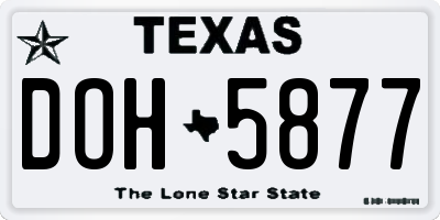 TX license plate DOH5877
