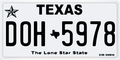 TX license plate DOH5978