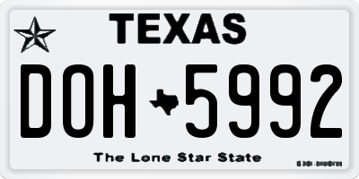 TX license plate DOH5992