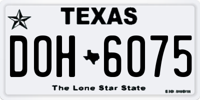 TX license plate DOH6075