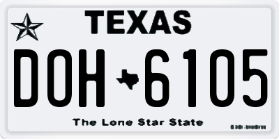 TX license plate DOH6105