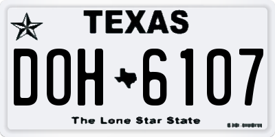 TX license plate DOH6107