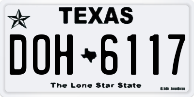 TX license plate DOH6117