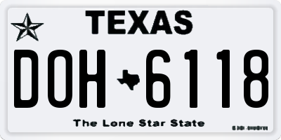 TX license plate DOH6118
