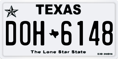 TX license plate DOH6148