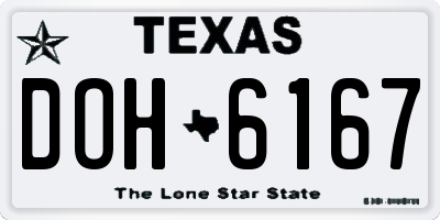 TX license plate DOH6167