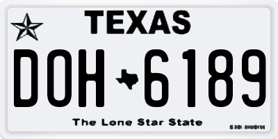 TX license plate DOH6189