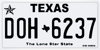 TX license plate DOH6237