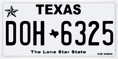 TX license plate DOH6325