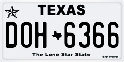 TX license plate DOH6366