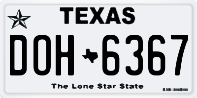TX license plate DOH6367