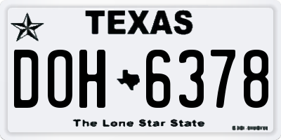 TX license plate DOH6378
