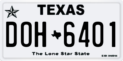 TX license plate DOH6401