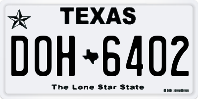 TX license plate DOH6402