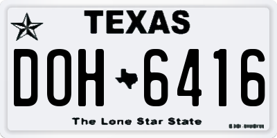 TX license plate DOH6416