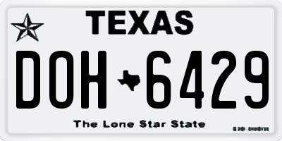 TX license plate DOH6429