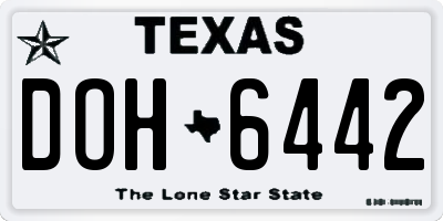 TX license plate DOH6442