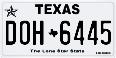 TX license plate DOH6445