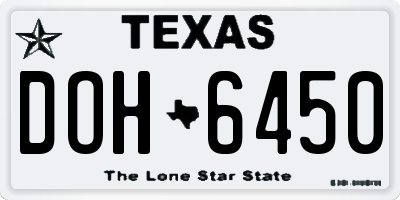 TX license plate DOH6450
