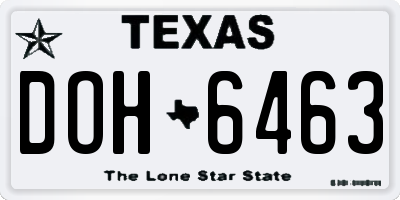 TX license plate DOH6463