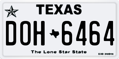 TX license plate DOH6464