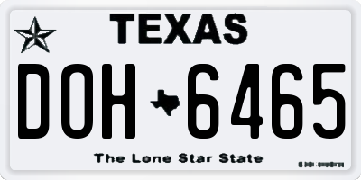 TX license plate DOH6465