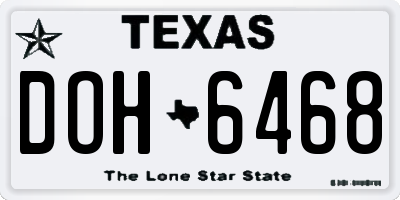 TX license plate DOH6468