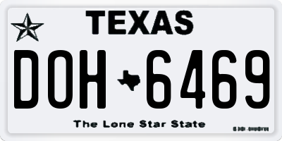 TX license plate DOH6469