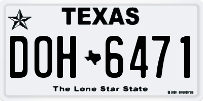 TX license plate DOH6471