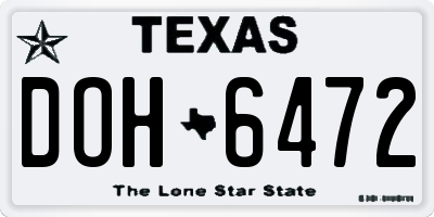TX license plate DOH6472