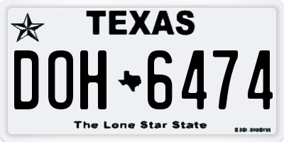 TX license plate DOH6474