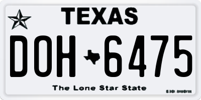TX license plate DOH6475