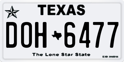 TX license plate DOH6477
