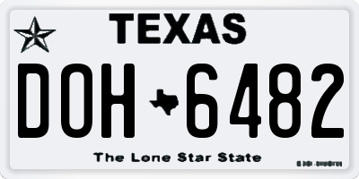 TX license plate DOH6482