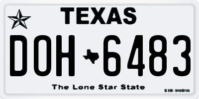 TX license plate DOH6483