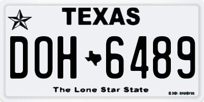 TX license plate DOH6489