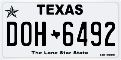 TX license plate DOH6492