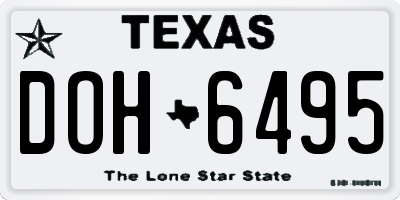 TX license plate DOH6495