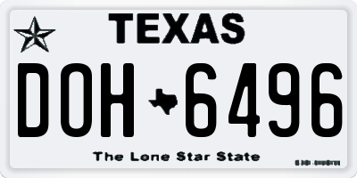 TX license plate DOH6496
