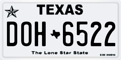 TX license plate DOH6522