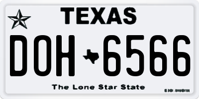 TX license plate DOH6566