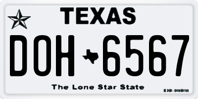 TX license plate DOH6567