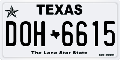 TX license plate DOH6615