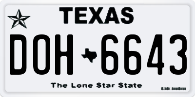 TX license plate DOH6643