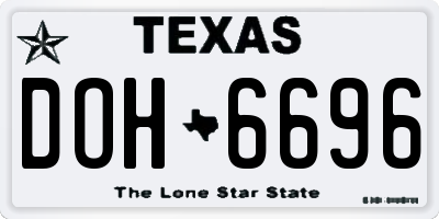 TX license plate DOH6696