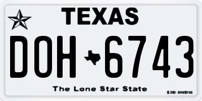 TX license plate DOH6743